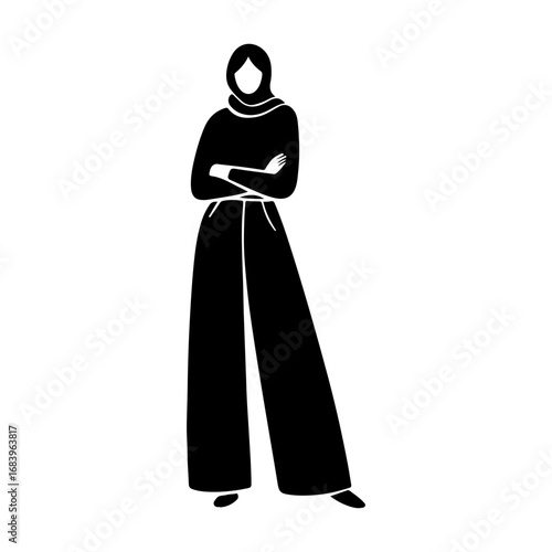 Black Silhouette of a Middle Eastern Woman on a Confident Pose