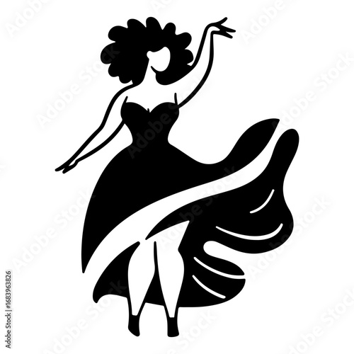 Black Silhouette of a South African Woman on a Dancing Pose
