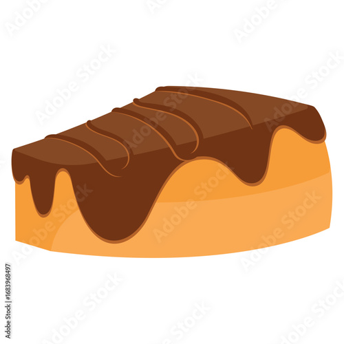 Chocolate glaze cake slice. Vector