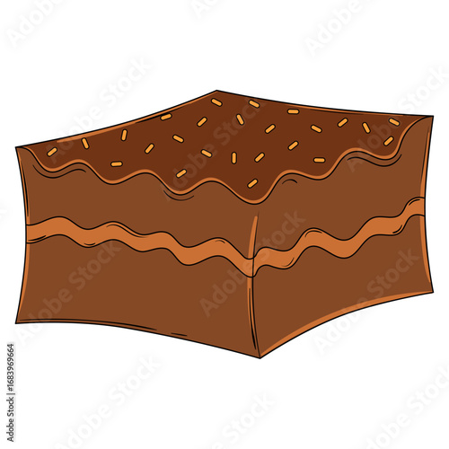 Chocolate fudge square. Vector