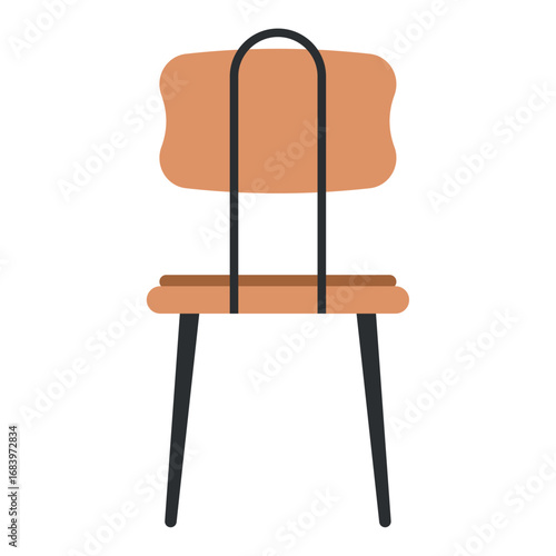 Modern wooden chair with metal backrest Vector