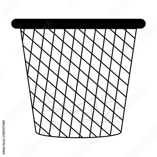 Wire mesh wastebasket with minimalist style Vector