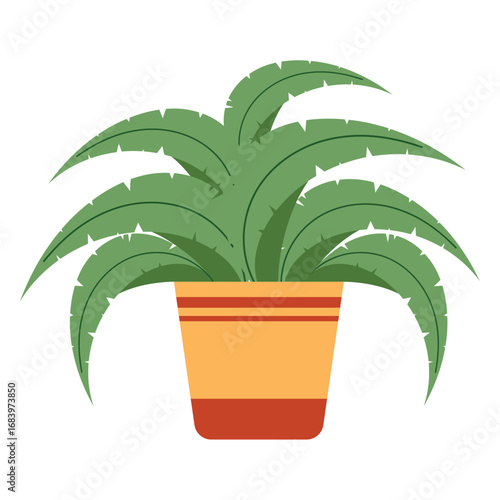 Decorative potted plant with green leaves Vector
