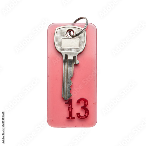 Obraz na plátně Vintage motel key with unlucky number thirteen tag