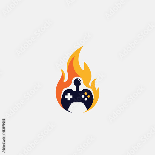 Video game controller icon with flames signifying heat or passion.