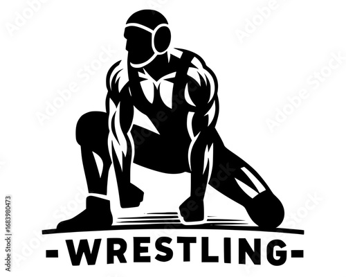 Wrestling logo vector template, Illustration symbol, Silhouette design Wrestling .
