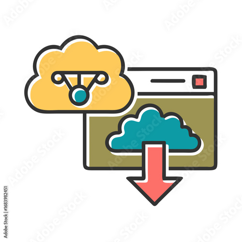 Cloud computing process with data transfer and download options