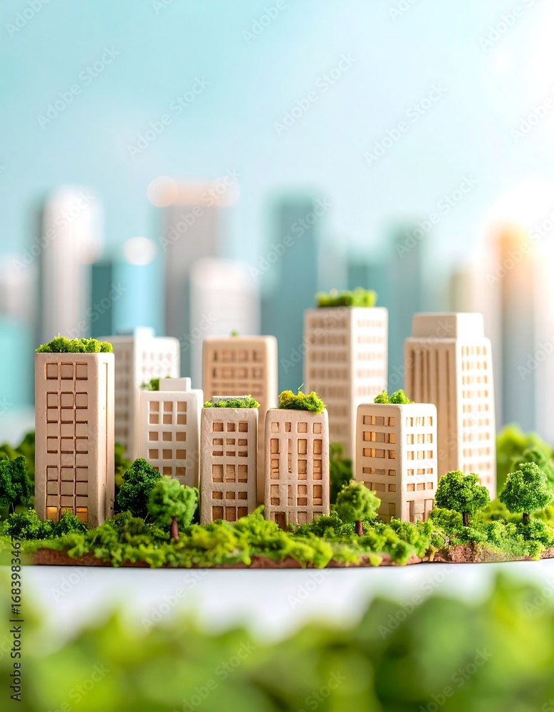 Fototapeta premium Miniature city model with greenery