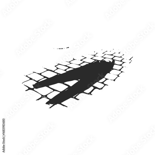 Silhouette of person on cobblestone pathway