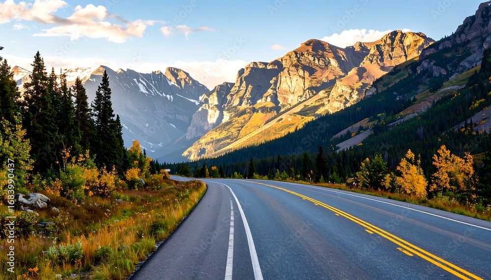 Fototapeta premium Scenic mountain road at dawn