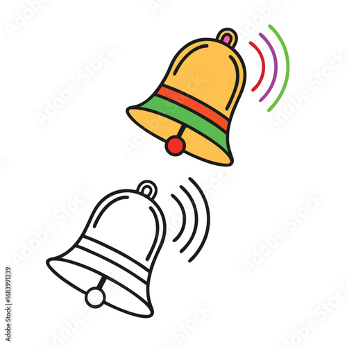 Two Bells Ringing With Sound Waves noise