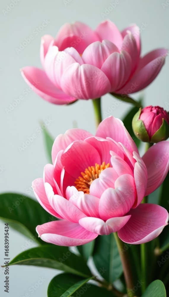 Obraz premium Delicate pink peony flowers arranged in a loose bouquet with white accents , isolated bouquet, floral arrangement, garden flowers