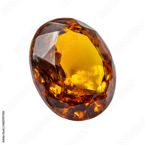Stunning Oval Cut Hessonite Garnet Gemstone Rich Amber Color isolated on transparent background