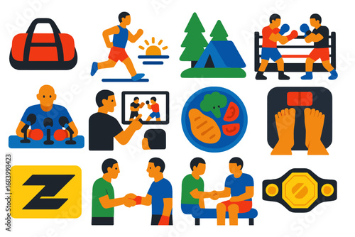 Collection of images that represent various aspects of fitness and health