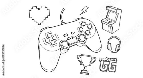 Illustration of gaming elements, perfect for gamer and esports related content