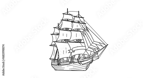 Sailing ship, a vintage vessel for sea travel and maritime adventures