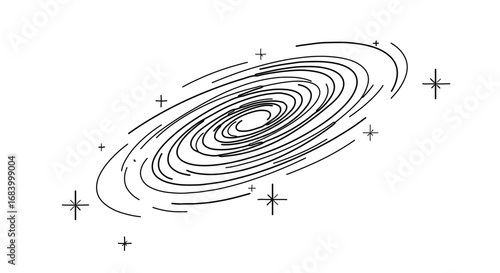 Illustration of a spiral galaxy with stars, perfect for astronomy concepts