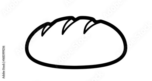 Loaf of bread outline, a simple and classic food illustration for bakery or food related designs