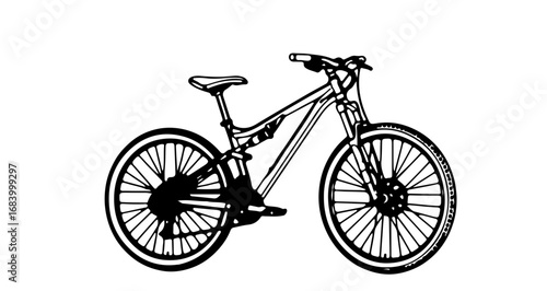 Illustration of a mountain bike, showcasing its design and features for outdoor adventures