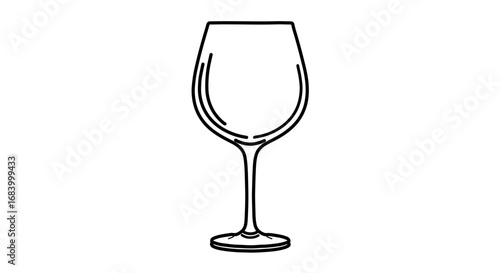 Hand drawn wine glass in black and white for beverage and drink concept