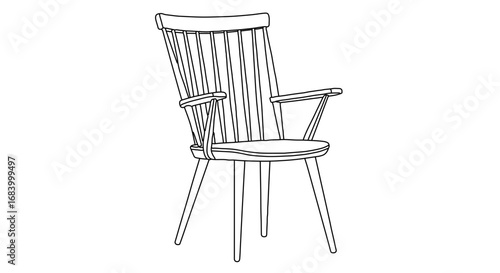 Illustration of a wooden armchair with a classic design, , perfect for furniture themes