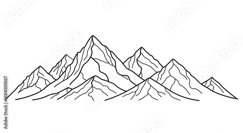 Mountain range sketch with jagged peaks and rocky terrain
