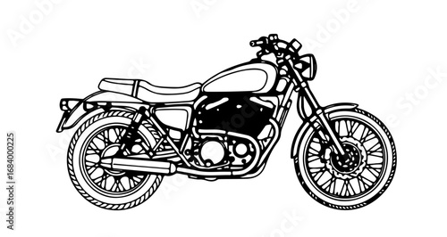 Illustration of a motorcycle, showcasing a classic and powerful design