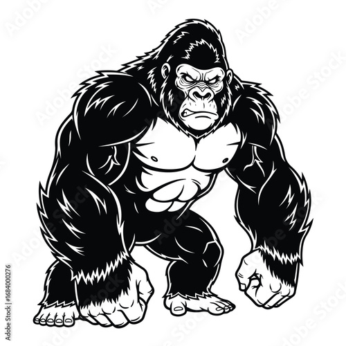 Powerful muscular gorilla silhouette graphic element fierce primate design for impactful visuals