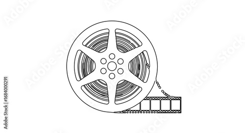 Film reel with film strip a classic symbol of cinema and movie making
