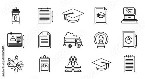 Collection of education and learning icons in vector format for web or print use
