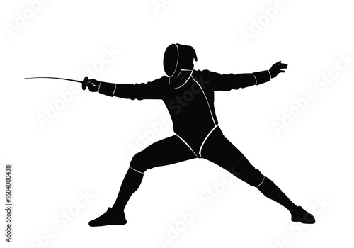 Dynamic silhouette of a fencer in action displaying athleticism and precision in the sport