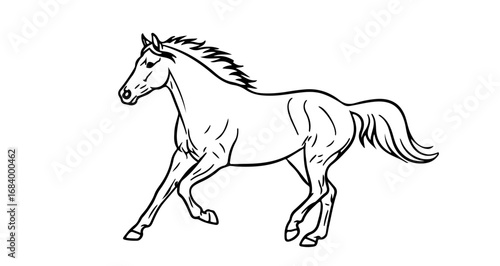 Elegant horse illustration in black and white, perfect for design projects