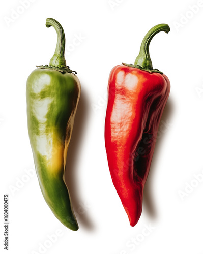 pimenta verde e vermelha em fundo transparente