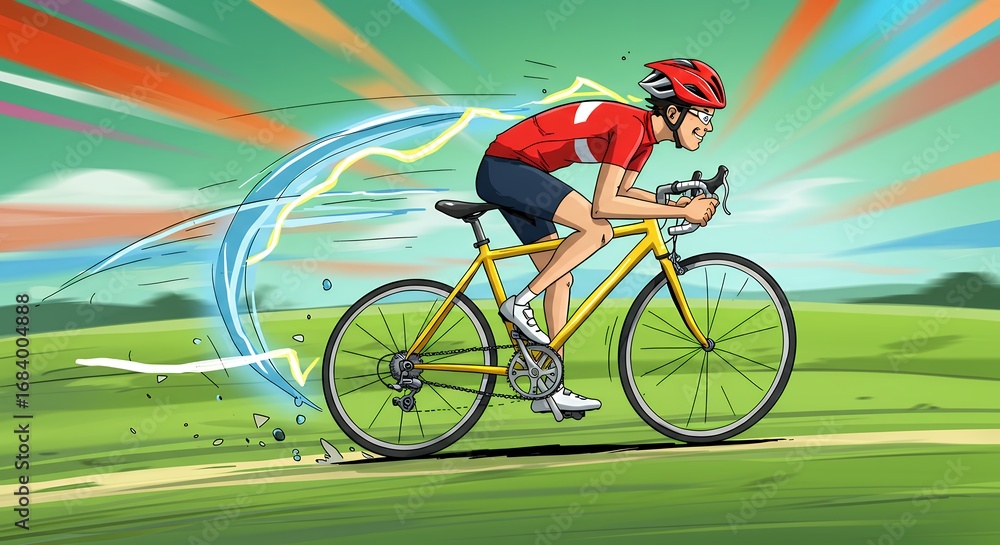 Fototapeta premium Person cycling fast outdoor