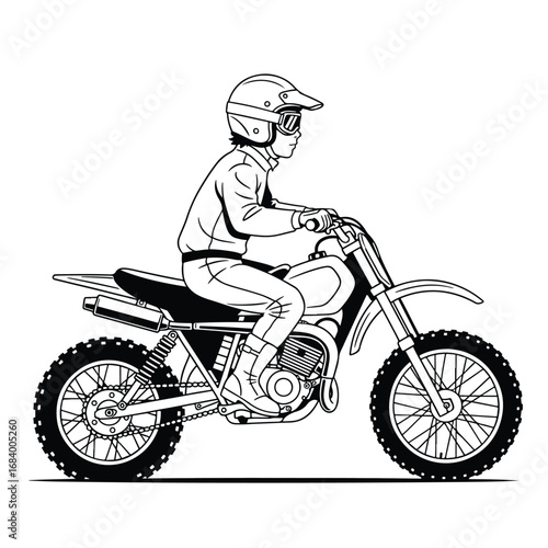 Dynamic action rider on dirt bike motorcross graphic element for enthusiasts and events
