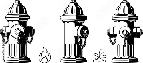 set of fire hydrant vector, vector and illustration, vector style