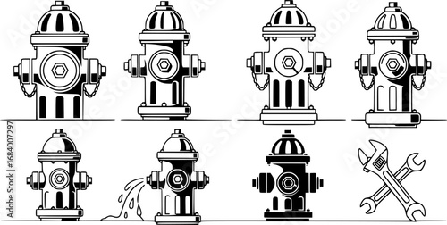 set of fire hydrant vector, vector and illustration, vector style
