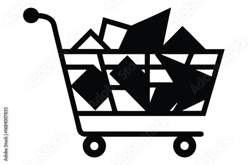 Shopping Cart Filled with Abstract Shapes