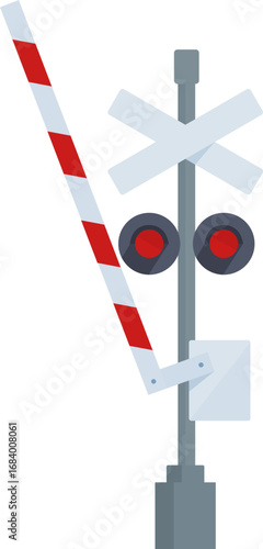Illustration of Railroad Crossing Sign with Gate
