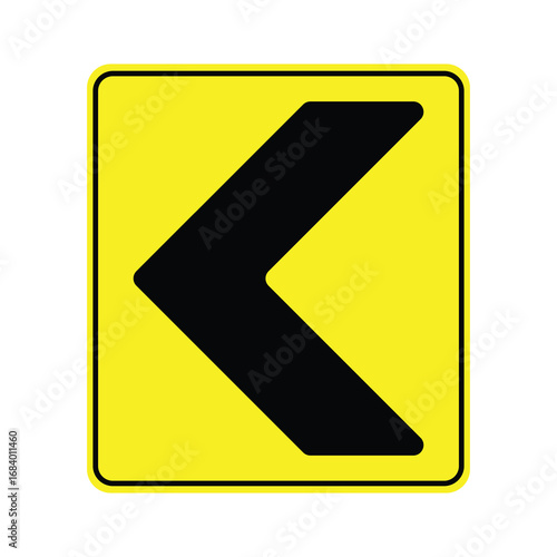 Free Download Left chevron traffic road sign, yellow square warning arrow symbol vector for curve, driving and safety use - GFXLoad