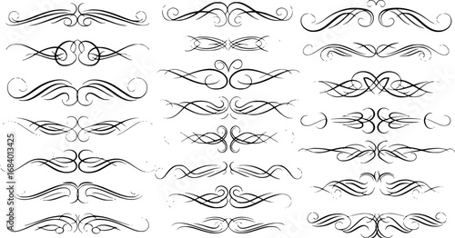 calligraphic ornamental divider collection line art silhouette vector illustration