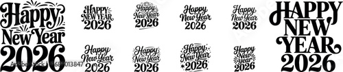 New Year 2026 Typography Silhouette Bundle | Calligraphic, Handwritten, Stylish Vector Numbers for Celebration and Design