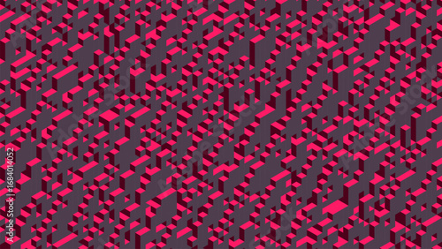 Voxel art texture with 3d cubes pattern creates depth and rhythm. Voxel cubes shaped like surreal maze or geometric stairs. Labyrinth of cubes. Minimal voxel art with axonometric perspective. Vector