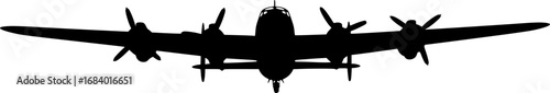 Silhouette of a World War II Era Bomber Airplane with Radial Engines