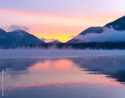 Wallpaper Mural A Dramatic Sunrise over a Still Lake Torontodigital.ca