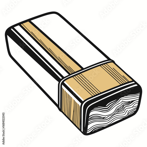 Rectangular eraser with striped design on white background  
