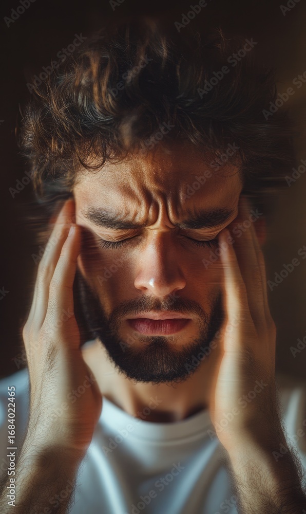 Fototapeta premium Concussion focus: cerebral harm, cranial strike, neural disruption, brain disorder, skull blow, cognitive decline, memory problem, sensory change, motor weakness, mental strain, head condition trauma