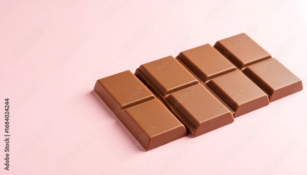 Fototapeta premium Milk chocolate bar on pink background (1)