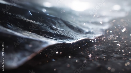 A detailed shot of the flexible antennas edge emphasizing its thinness and lightweight characteristics while resting against a standardsized pallet for scale.