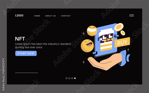 NFT Buying Concept Vector Illustration with Emojis